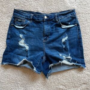 Judy Blue Dark Blue Distressed Jean Shorts